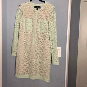 Victoria beckham lace long sleeve nude elegant dre